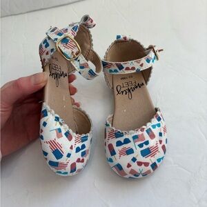 Monkey Feet Leather Americana 4th Of July Scalloped Toddler Flats 12-18 months